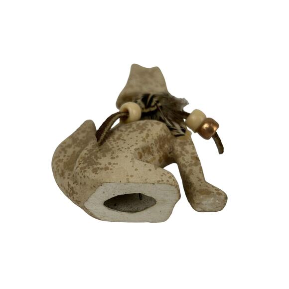 Howling Coyote Wolf Dog Statue Figure Southwestern Folk-art Ceramic Hollow 4.25” - Picture 3 of 4